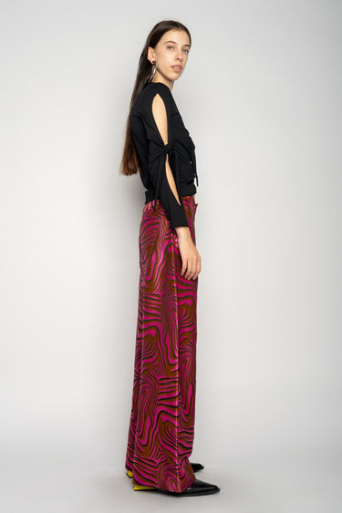 PINK ZEBRA BROCADE BOYFRIEND TROUSERS MARQUES ALMEIDA