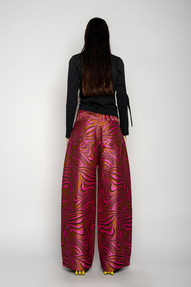 PINK ZEBRA BROCADE BOYFRIEND TROUSERS MARQUES ALMEIDA