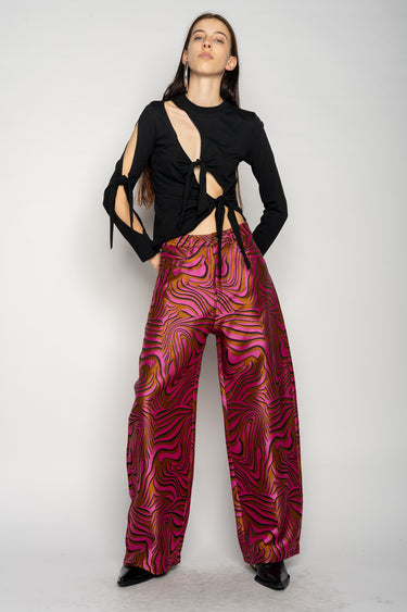 PINK ZEBRA BROCADE BOYFRIEND TROUSERS MARQUES ALMEIDA