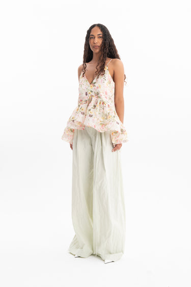 PRINTED CHIFFON STRAPPY TOP WITH FLOUNCE HEM marques almeida