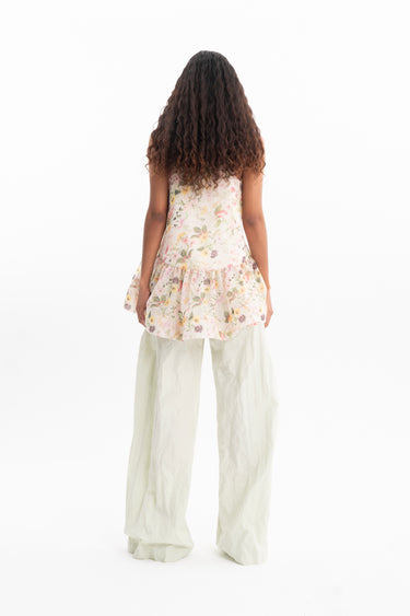 PRINTED CHIFFON STRAPPY TOP WITH FLOUNCE HEM marques almeida