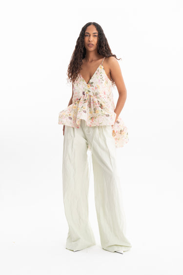 PRINTED CHIFFON STRAPPY TOP WITH FLOUNCE HEM marques almeida