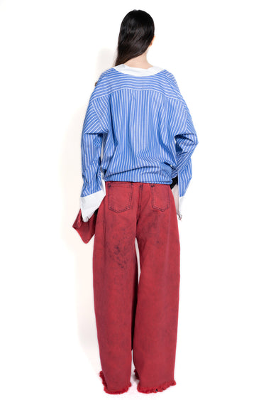 RED BOYFRIEND TROUSERS WITH BIG BOW marques almeida