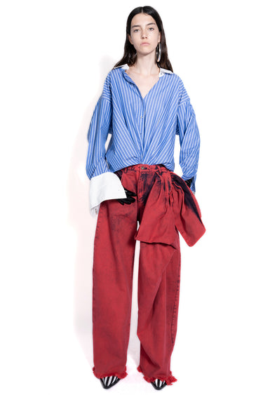 RED BOYFRIEND TROUSERS WITH BIG BOW marques almeida