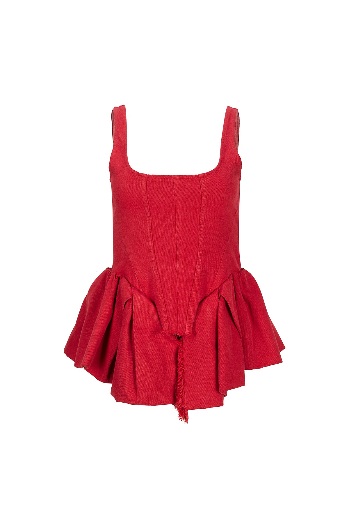RED CORSET WITH PLEATED HIP PANELS marques almeida