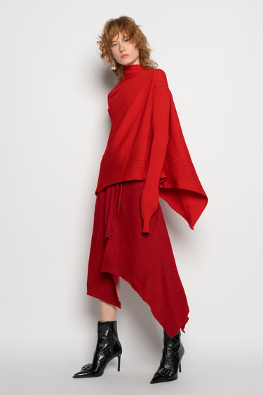 RED DRAPED JUMPER IN MERINO KNIT marques almeida