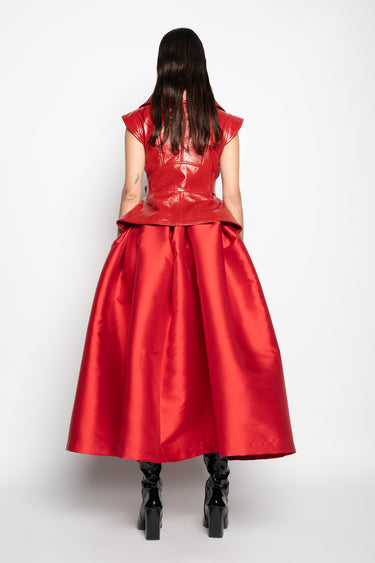 RED HIGH WAIST PLEATED FULL SKIRT MARQUESALMEIDA