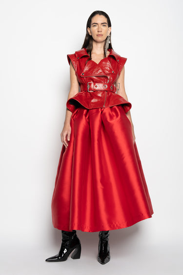 RED HIGH WAIST PLEATED FULL SKIRT MARQUESALMEIDA