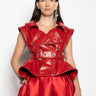 RED LEATHER BIKER VEST marques almeida