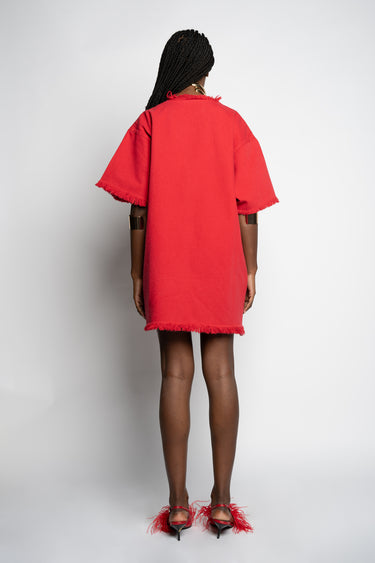 RED OVERSIZED T-SHIRT DRESS marques almeida