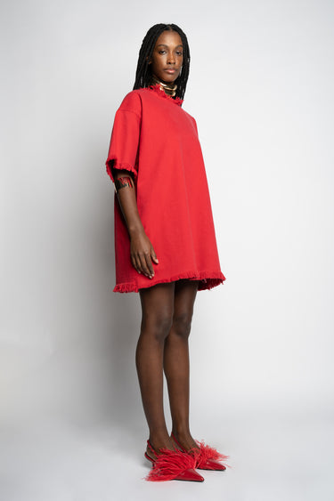 RED OVERSIZED T-SHIRT DRESS marques almeida