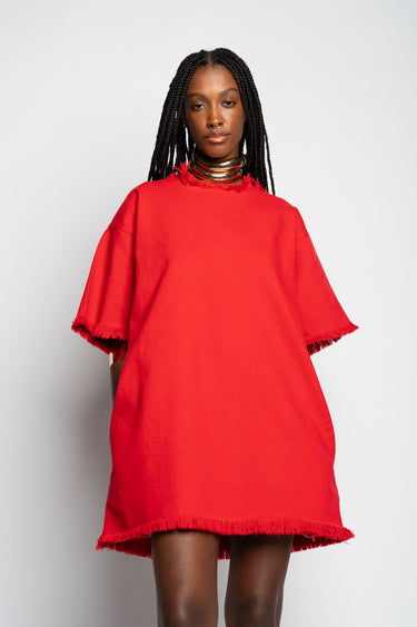 RED OVERSIZED T-SHIRT DRESS marques almeida