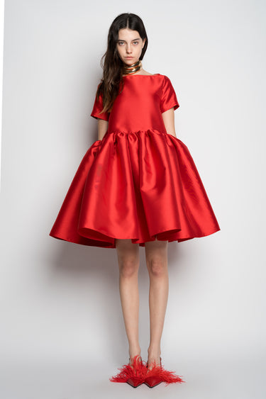 RED SHORT CAP SLEEVE PUFF DRESS marques almeida