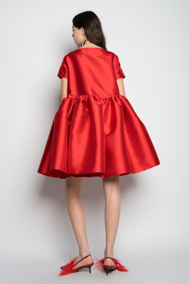 RED SHORT CAP SLEEVE PUFF DRESS marques almeida