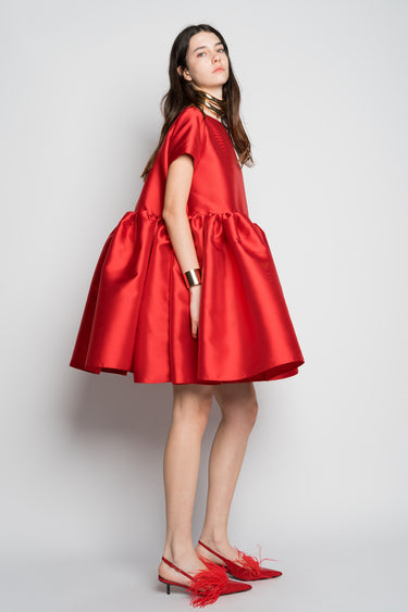 RED SHORT CAP SLEEVE PUFF DRESS marques almeida