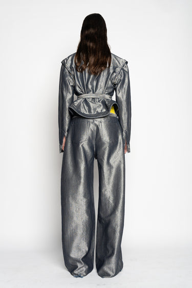 SILVER DENIM BELTED JACKET marques almeida