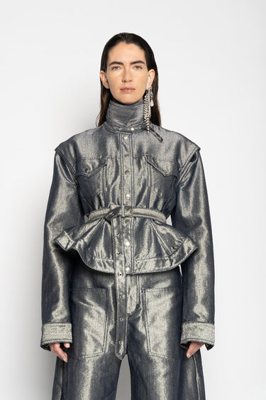 SILVER DENIM BELTED JACKET marques almeida