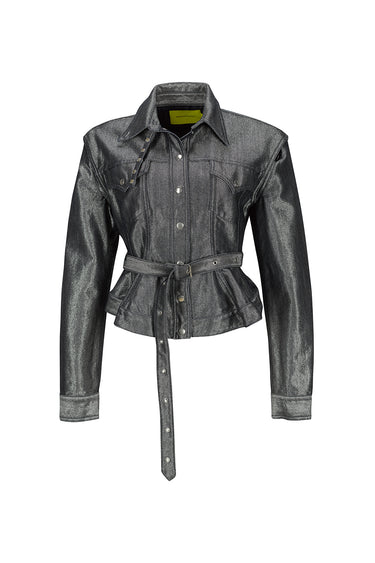 SILVER DENIM BELTED JACKET marques almeida