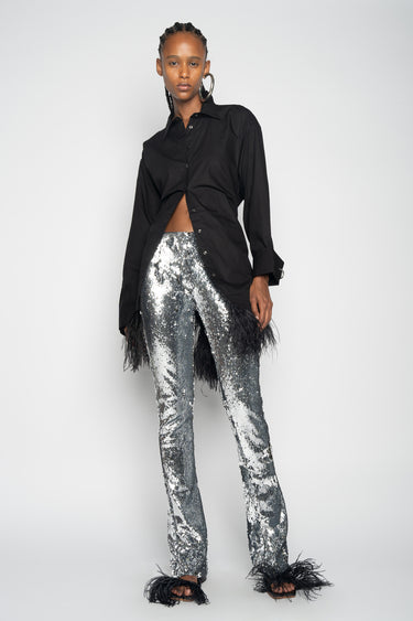 SILVER SEQUINS BOOTCUT TROUSERS marques almeida