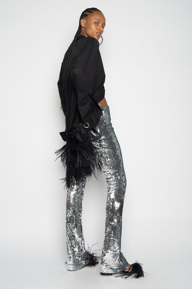 SILVER SEQUINS BOOTCUT TROUSERS marques almeida