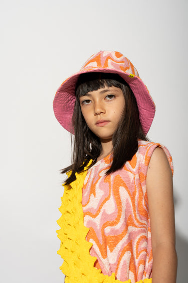 TERRY WAVY PRINT REVERSIBLE BUCKET HAT makids