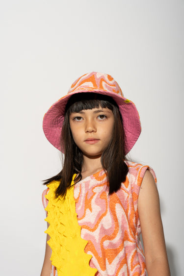 TERRY WAVY PRINT REVERSIBLE BUCKET HAT makids