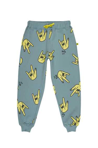 TURQUOISE HANDS PRINT SWEATPANTS makids