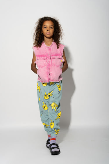 TURQUOISE HANDS PRINT SWEATPANTS makids