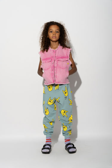 TURQUOISE HANDS PRINT SWEATPANTS makids