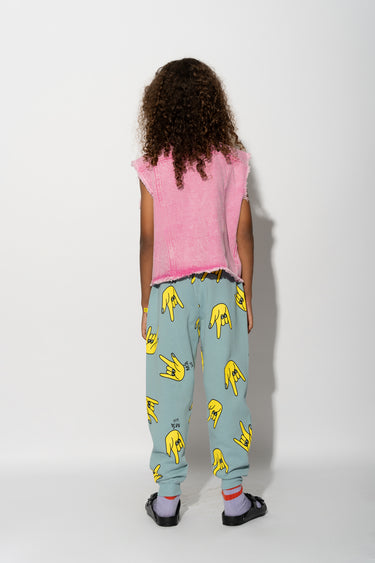 TURQUOISE HANDS PRINT SWEATPANTS makids