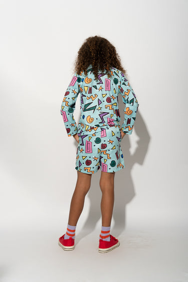 TURQUOISE SQUIGGLE PRINT LONG SLEEVE SWIM TOP ma kids