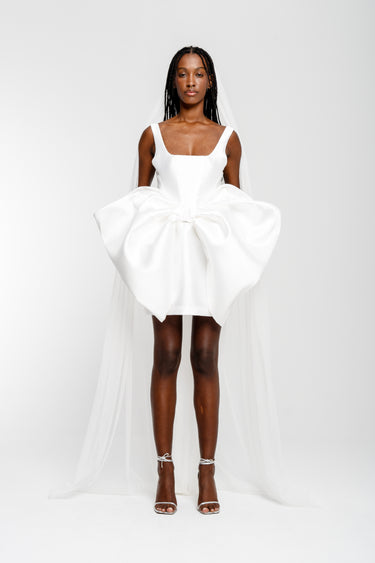 WHITE BIG BOW MINI DRESS marques almeida