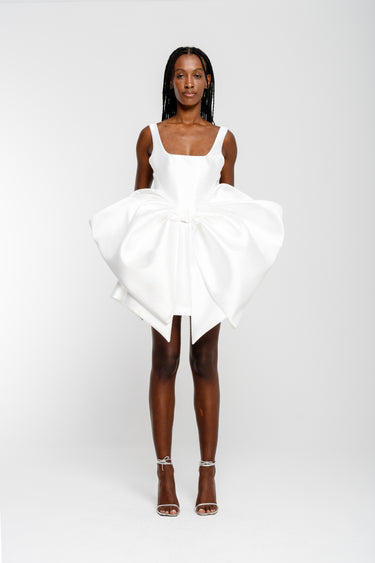 WHITE BIG BOW MINI DRESS marques almeida