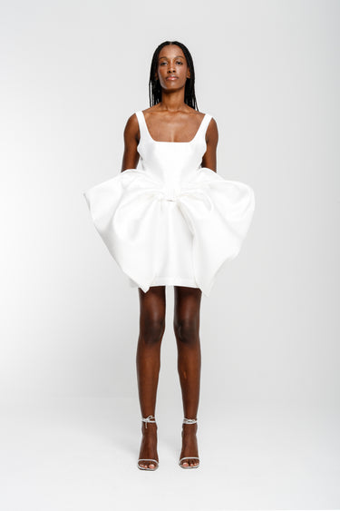 WHITE BIG BOW MINI DRESS marques almeida