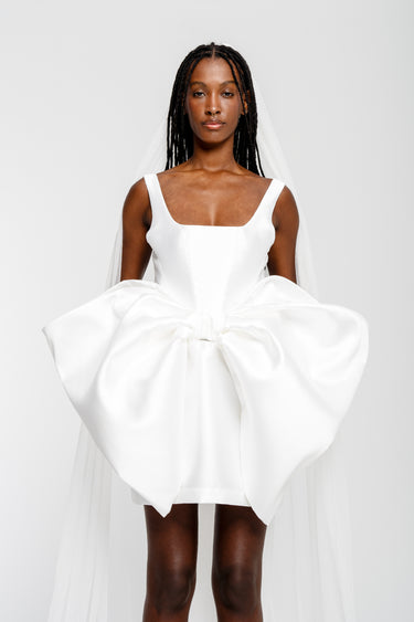 WHITE BIG BOW MINI DRESS marques almeida