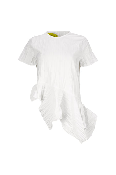 WHITE CAP SLEEVE PLISSE T-SHIRT marques almeida