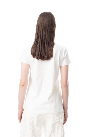 WHITE CAP SLEEVE T-SHIRT WITH GOLD LOGO marques almeida