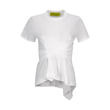 WHITE CROSS WAIST DRAPE T-SHIRT marques almeida