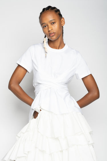 WHITE CROSS WAIST DRAPE T-SHIRT marques almeida