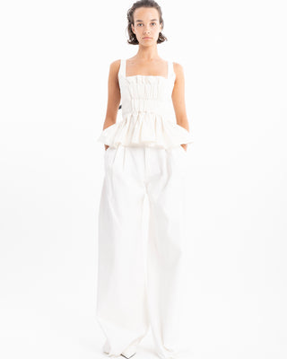 WHITE DENIM PLEATED TROUSERS marques almeida