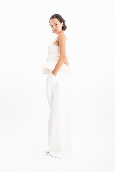 WHITE DENIM PLEATED TROUSERS marques almeida