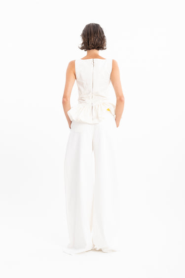 WHITE DENIM PLEATED TROUSERS marques almeida