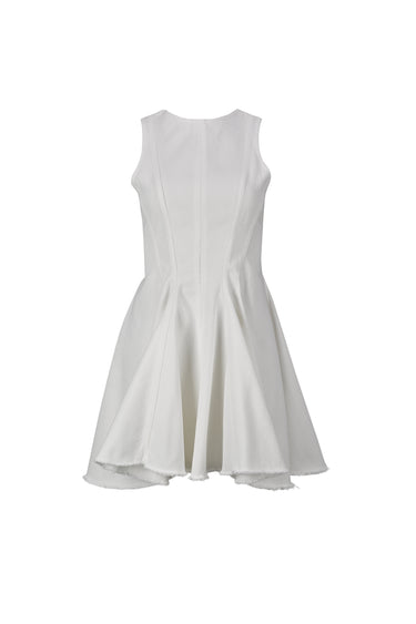 WHITE DENIM RACER SHAPE FLOUNCE MINI DRESS marques almeida