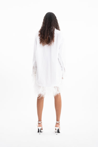 WHITE FEATHER HEM SHIRT DRESS marques almeida