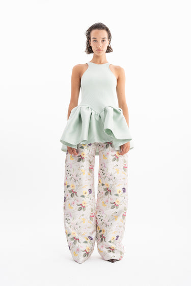 WHITE  FLORAL BOYFRIEND TROUSERS marques almeida