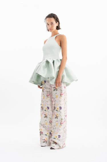 WHITE  FLORAL BOYFRIEND TROUSERS marques almeida