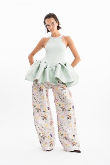 WHITE  FLORAL BOYFRIEND TROUSERS marques almeida