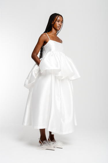 WHITE HIGH WAIST PLEATED FULL SKIRT marques almeida