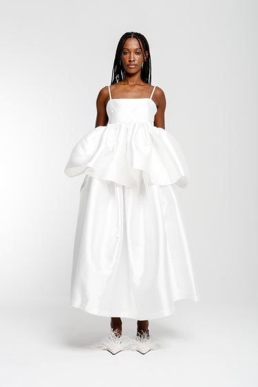 WHITE HIGH WAIST PLEATED FULL SKIRT marques almeida