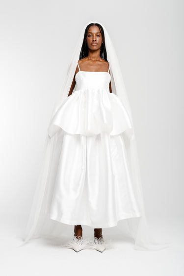 WHITE HIGH WAIST PLEATED FULL SKIRT marques almeida